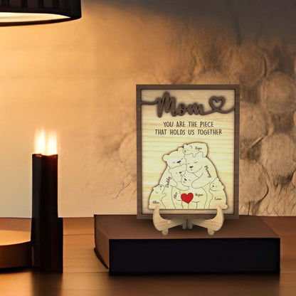 Personalized Bear Family Puzzle Sign, Family Name Wooden Sign, Mama Bear Sign, Mother's Day Gifts