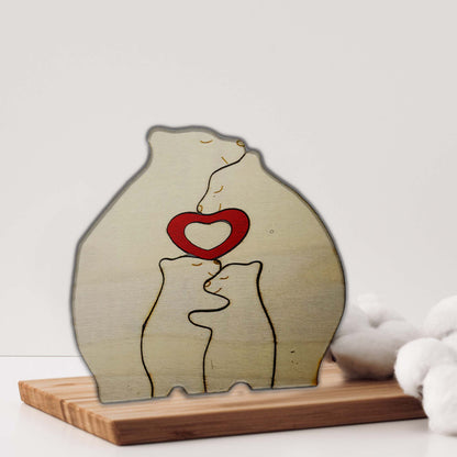 Personalized Bear Family Wooden, Gift for Parents, Family Home Decor